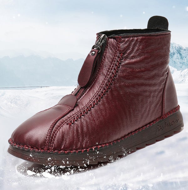 Dames Zachte Winter Warme Lederen Schoenen